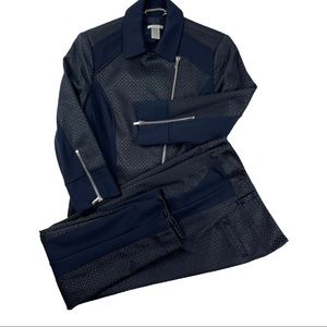 Caché Blue Navy Jackquard Moto Slim Fit Jacket